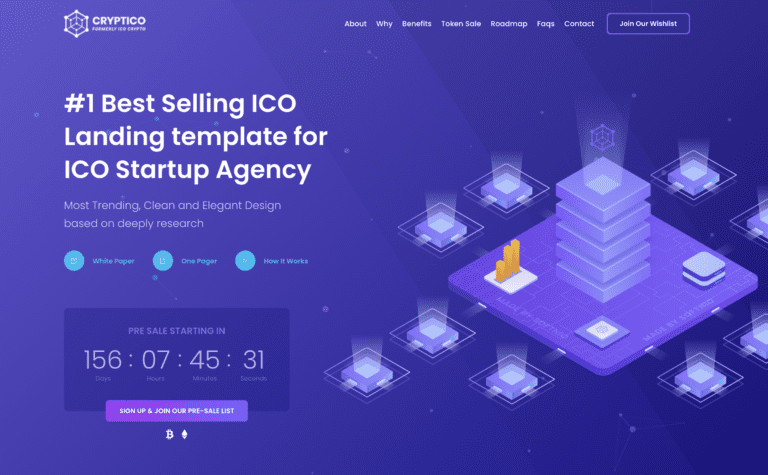 Cryptico - ICO Crypto Landing Cryptocurrency WordPress Theme