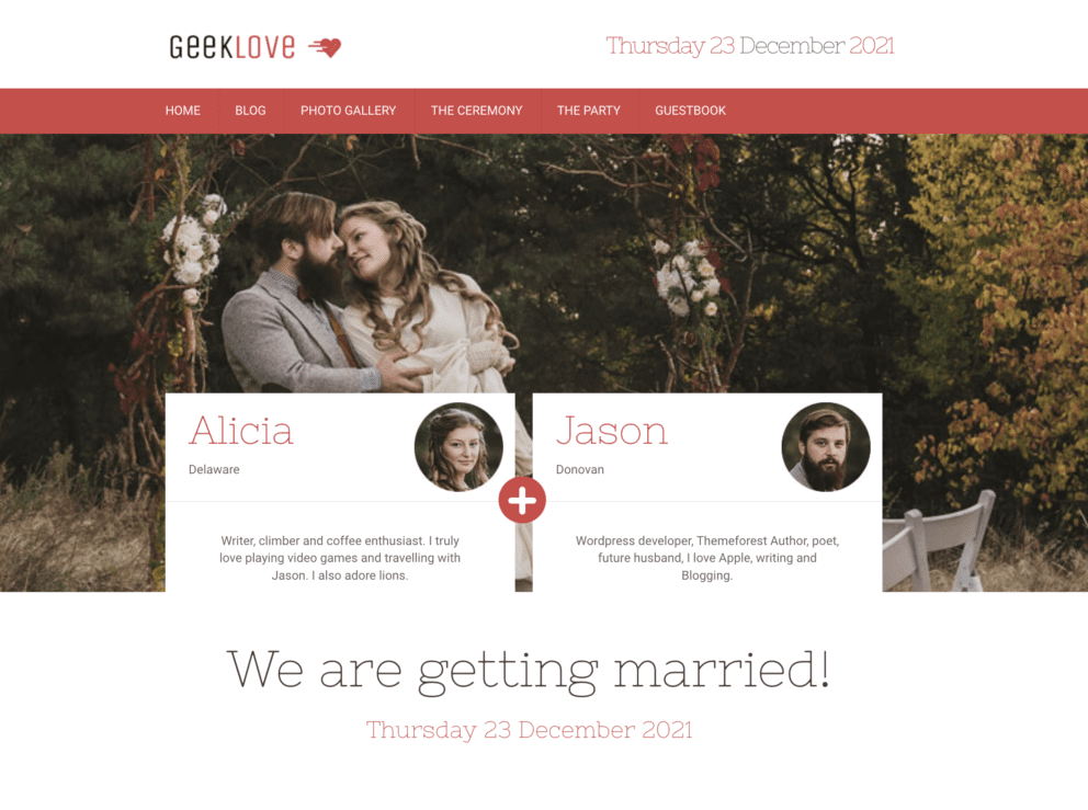 GeekLove - A Responsive WordPress Wedding Theme