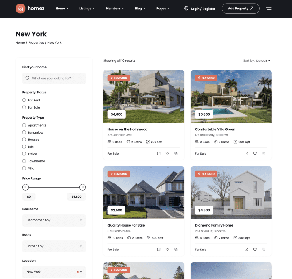 Homez Real Estate WordPress Theme