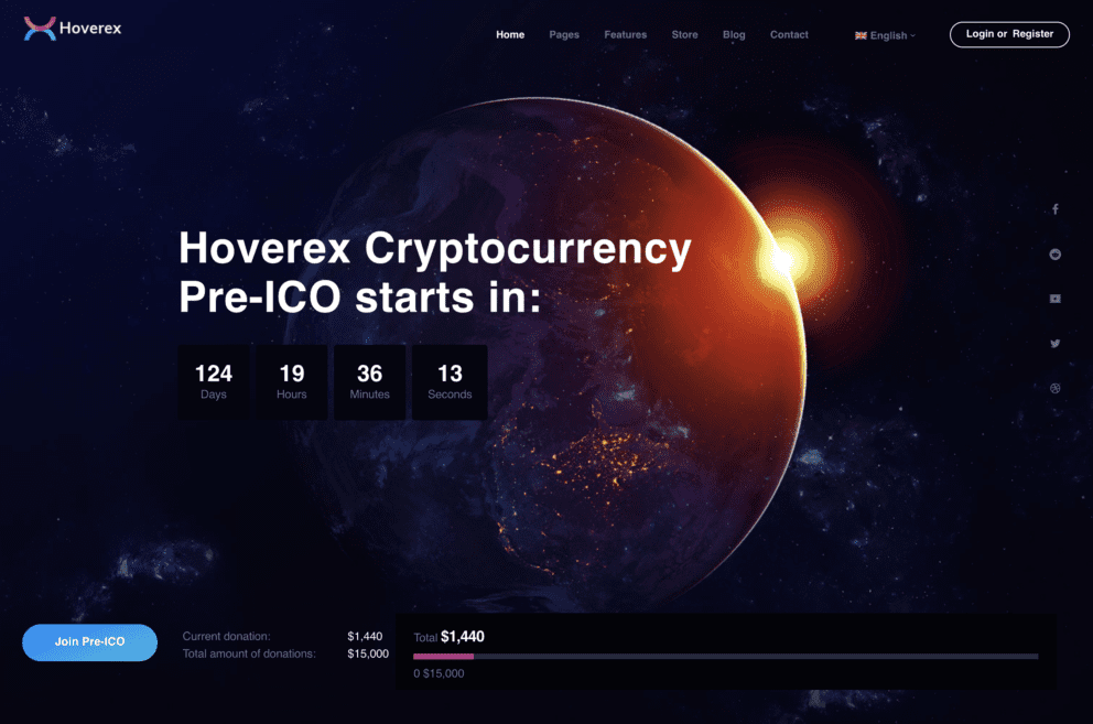 Hoverex - Cryptocurrency, NFT ICO WordPress Theme